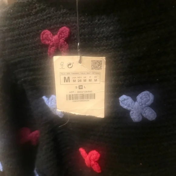 ZARA 🎀 NWT Puff Sleeve Chunky Knit Bow Sweater - Picture 3 of 6